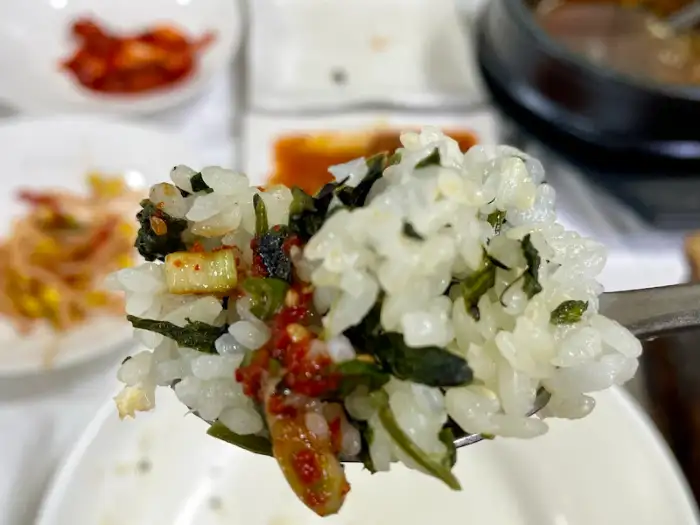 양념 간장에 비빈 곤드레밥 한 숟갈