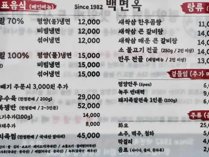 식당 메뉴판