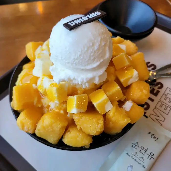애플망고 치즈 설빙 클로즈업