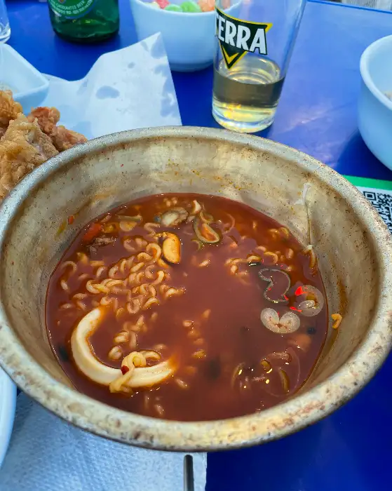 해물라면 클로즈업 사진