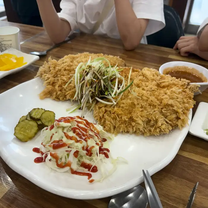 잘 튀겨진 돈까스 클로즈업