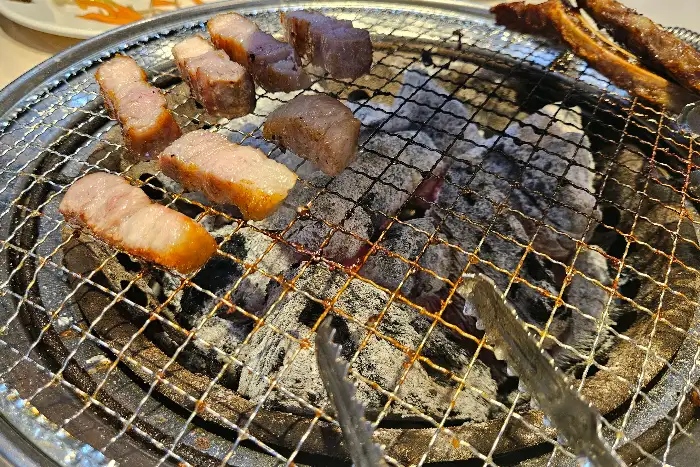 잘 익어서 먹기 좋게 잘린 고기 조각들