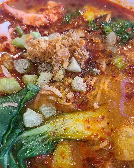 똠얌꿍 쌀국수 클로즈업 사진