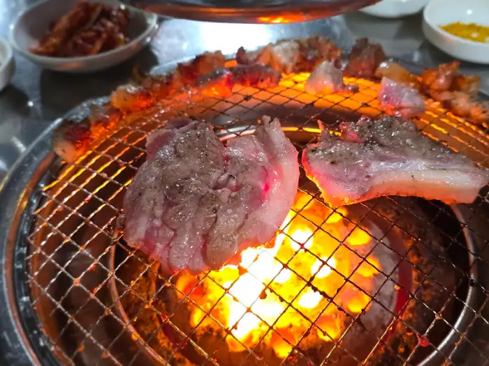 숯불 위에서 익어가는 고기
