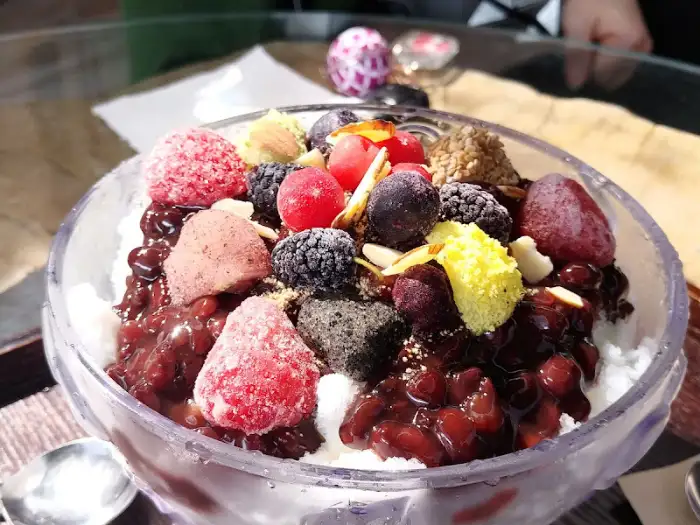 빙수 근접 촬영 사진