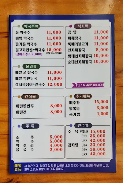 식당 메뉴판